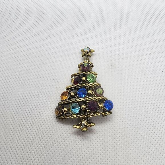 Vintage Christmas Tree Brooch - Picture 2 of 3